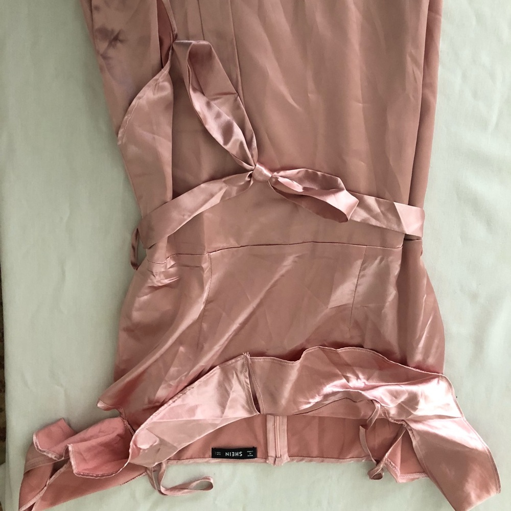 Shein cold shoulder pink wrap dress (Satin)
